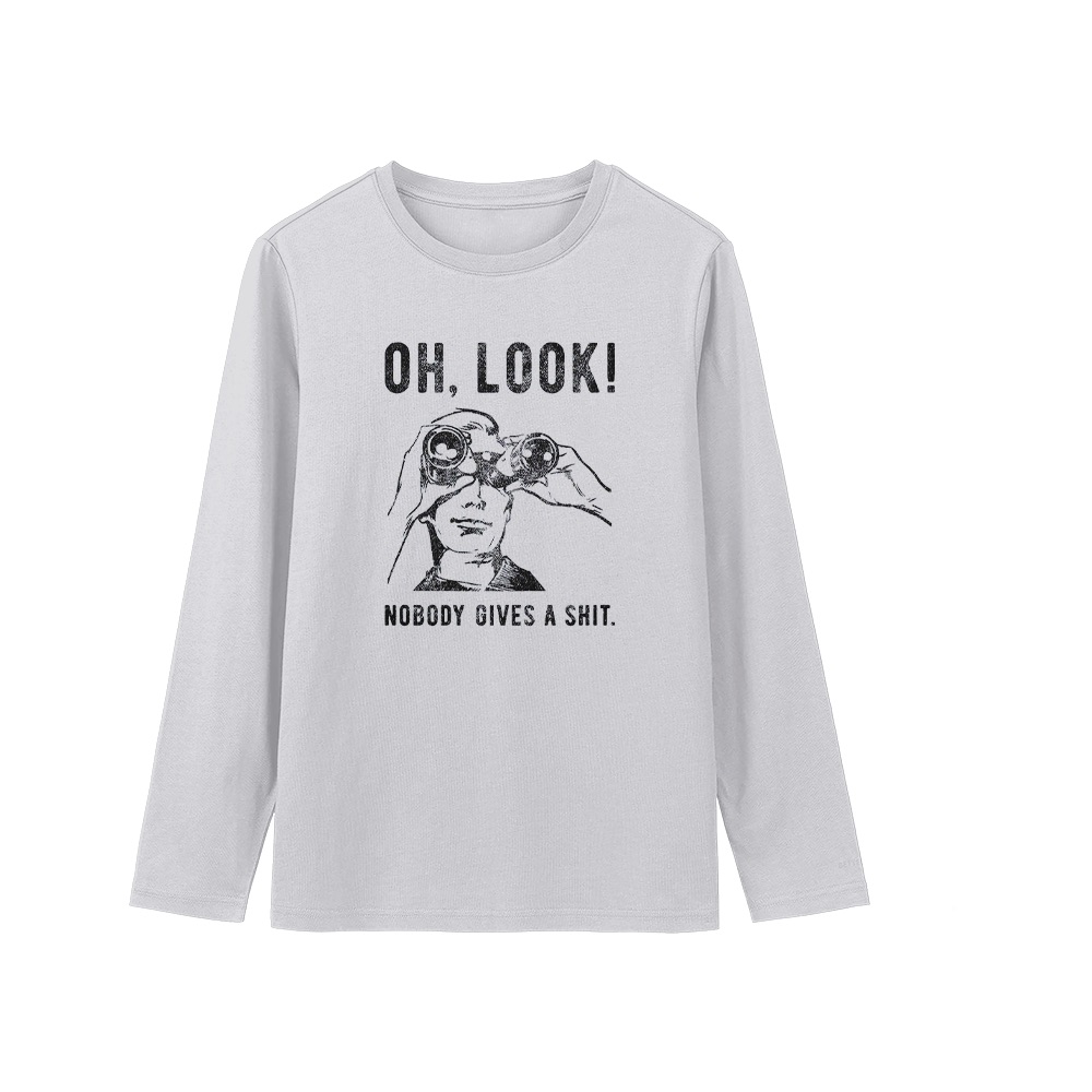 Oh Look Nobody Gives A Shit T-Shirt – Vintage Sarcastic Binoculars Graphic Tee