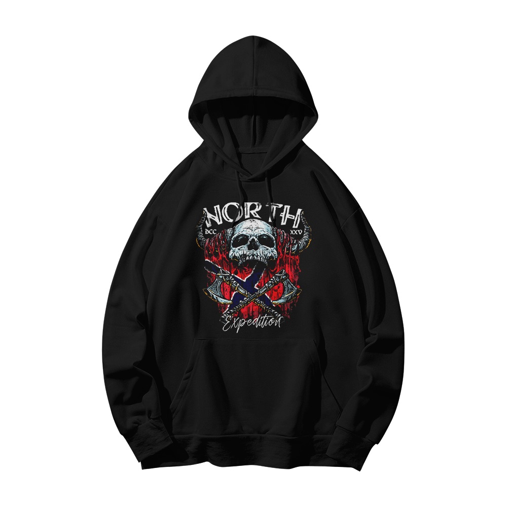 North Expedition T-Shirt – Vintage Viking Skull Crossed Axes Graphic Tee