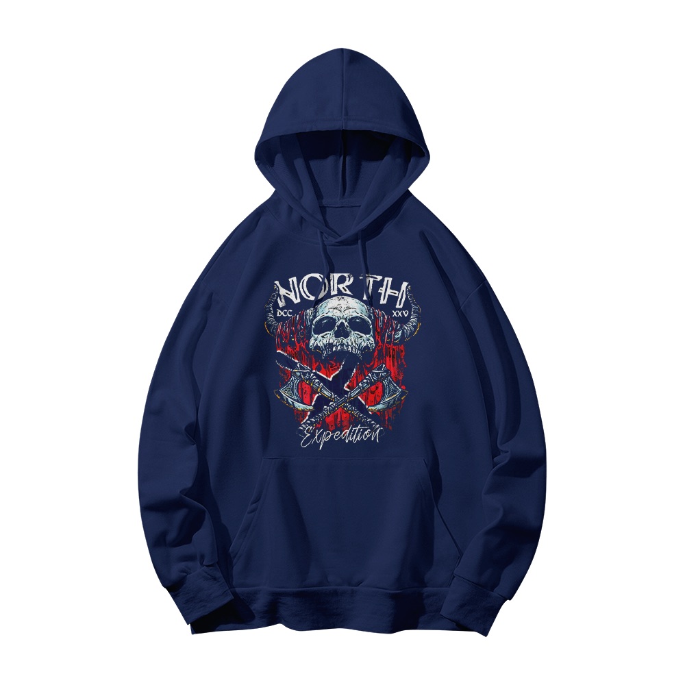 North Expedition T-Shirt – Vintage Viking Skull Crossed Axes Graphic Tee