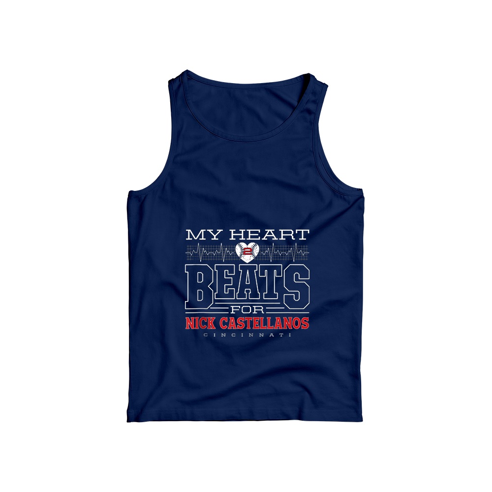 Nick Castellanos T-Shirt – Vintage My Heart Beats For Cincinnati Baseball Graphic Tee