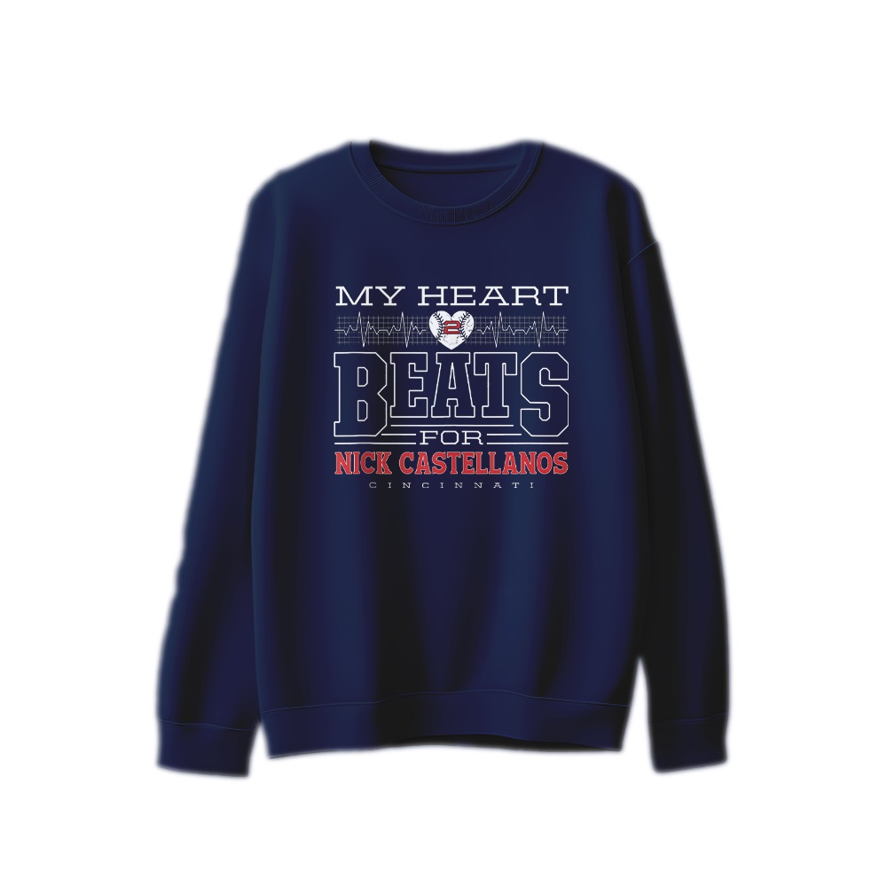 Nick Castellanos T-Shirt – Vintage My Heart Beats For Cincinnati Baseball Graphic Tee