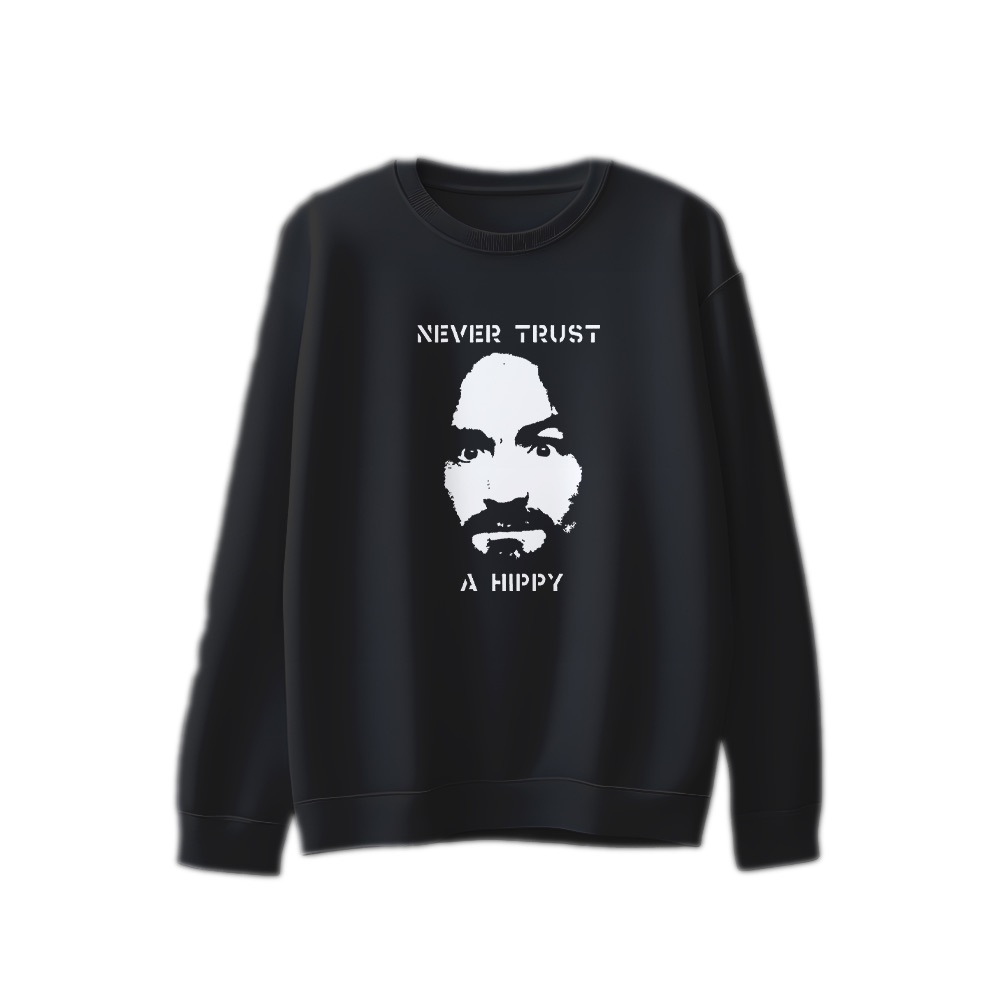 Charles Manson T-Shirt – Vintage Never Trust A Hippy Cult True Crime Graphic Tee