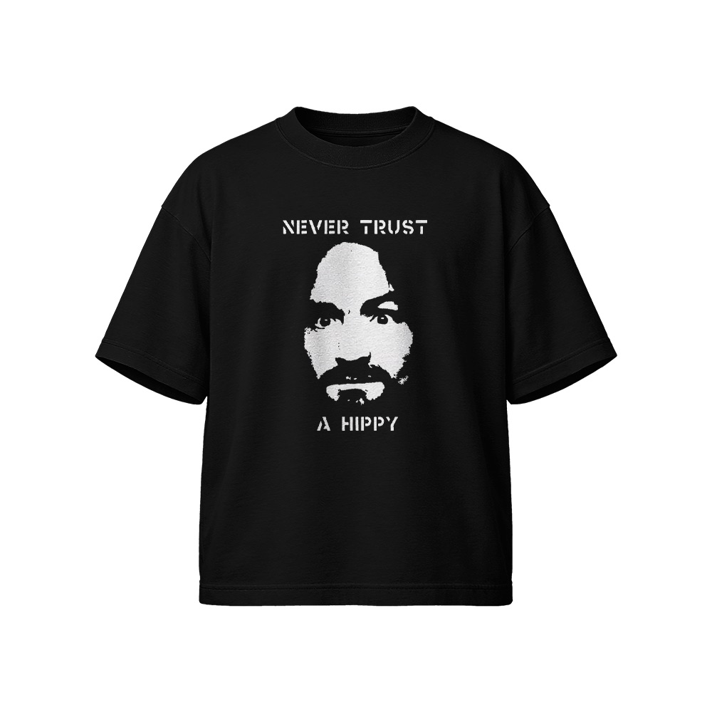 Charles Manson T-Shirt – Vintage Never Trust A Hippy Cult True Crime Graphic Tee
