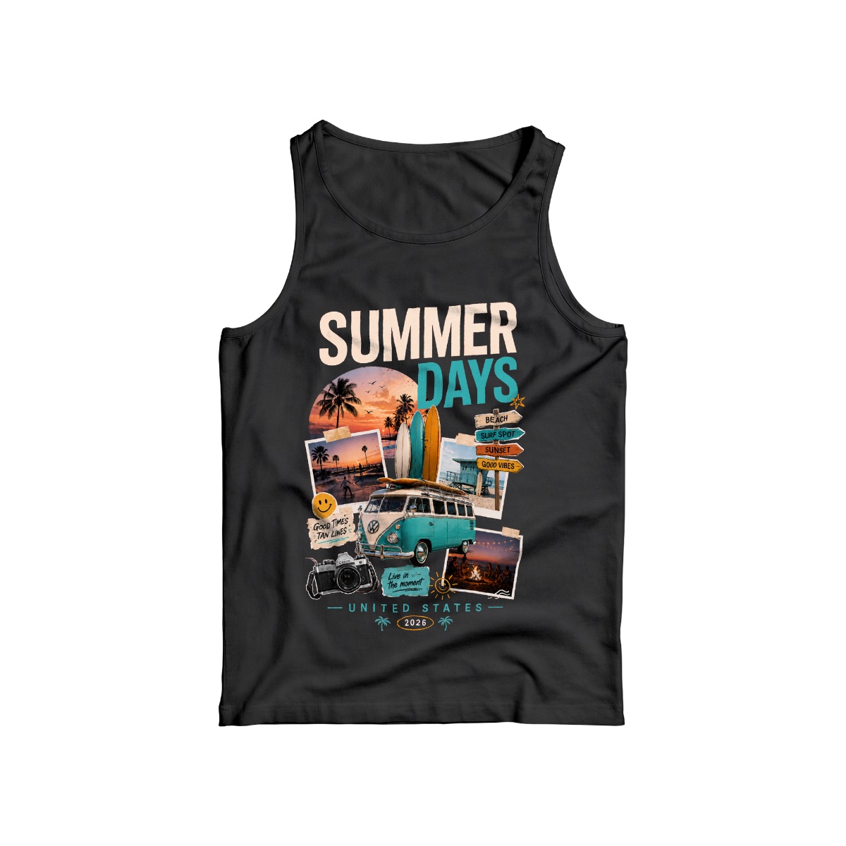 Summer Days Vintage Graphic Tee | Retro Coastal Surf Culture T-Shirt