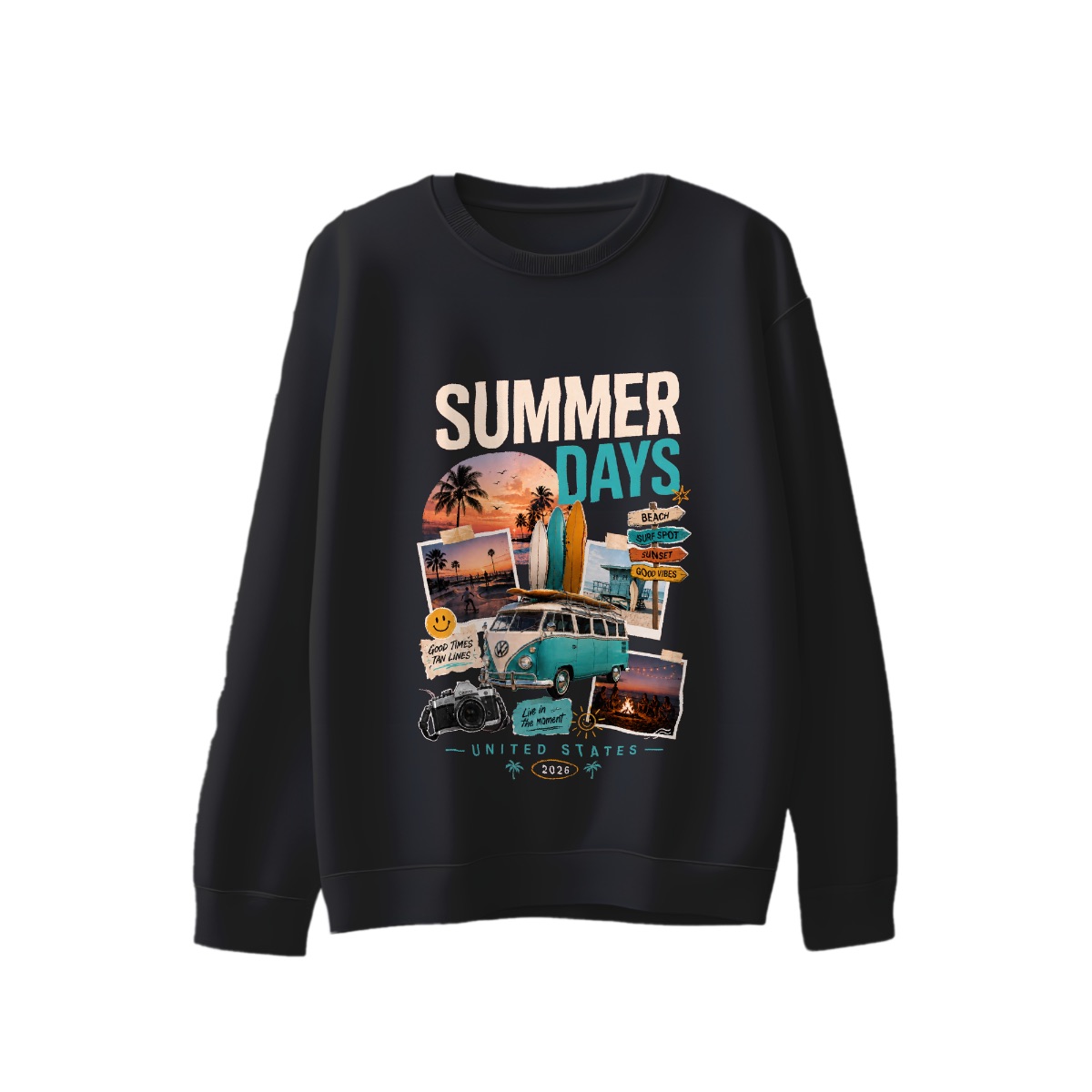 Summer Days Vintage Graphic Tee | Retro Coastal Surf Culture T-Shirt