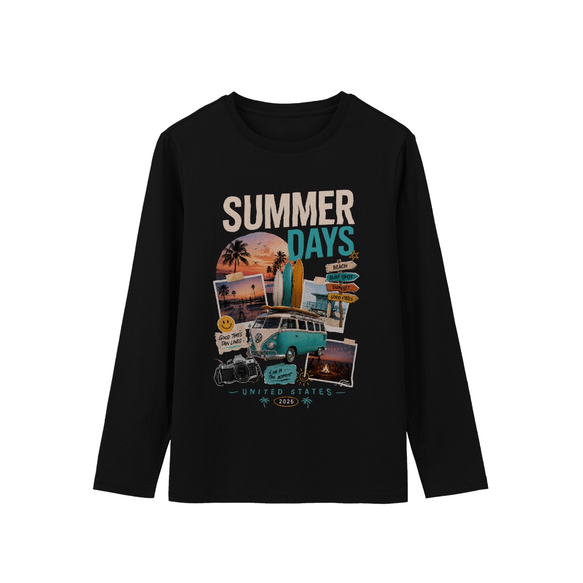 Summer Days Vintage Graphic Tee | Retro Coastal Surf Culture T-Shirt