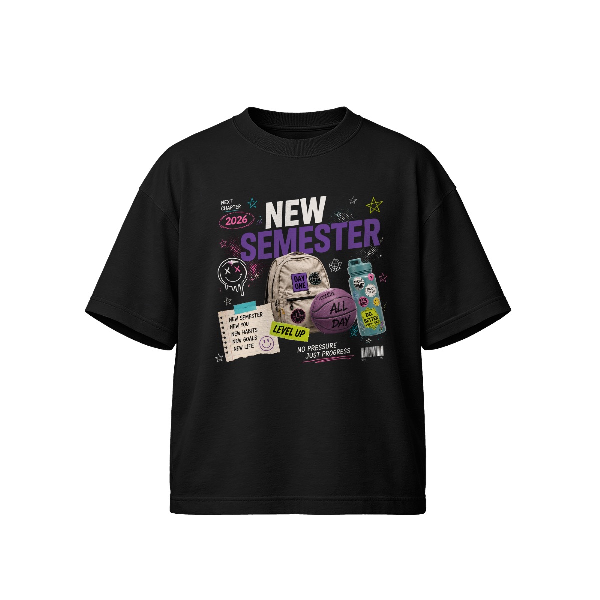 Back to School 2026 Shirt - Oversized Campus Streetwear Graphic Tee, Student Aesthetic T-Shirt