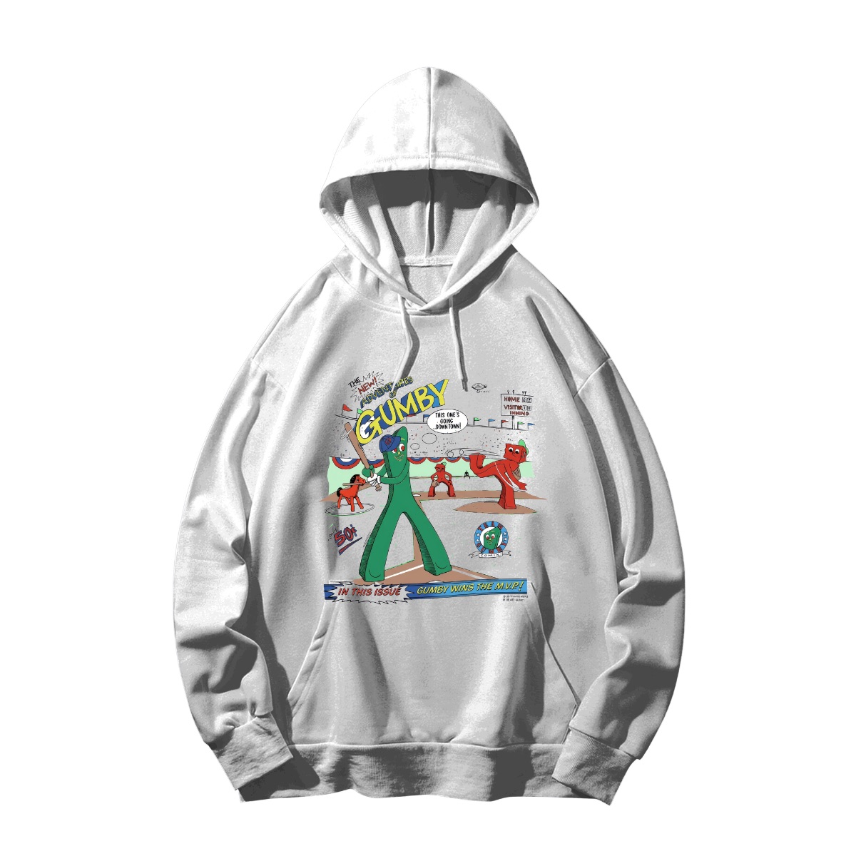 Vintage 1985 Gumby Baseball Comic Book T-Shirt - Retro Pokey MVP Novelty Graphic Tee - 80s Nostalgia Claymation Cartoon Apparel - Tank Top - White