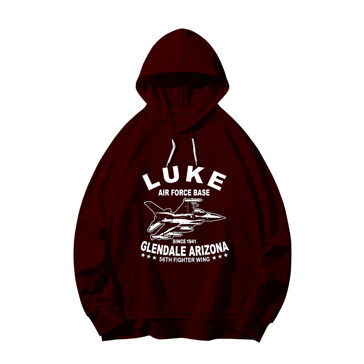 Luke Air Force Base F-16 Fighter Jet Graphic Tee - Glendale Arizona - Short Sleeve T-Shirt - Red