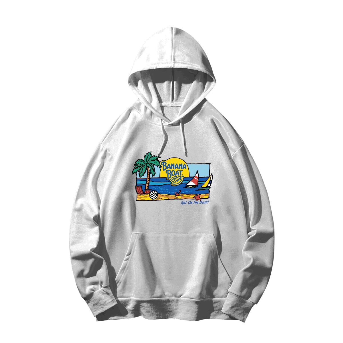Vintage Banana Boat Sunscreen Shirt - Retro Tropical Beach Get On The Boat Graphic Tee - Sweatshirt - White