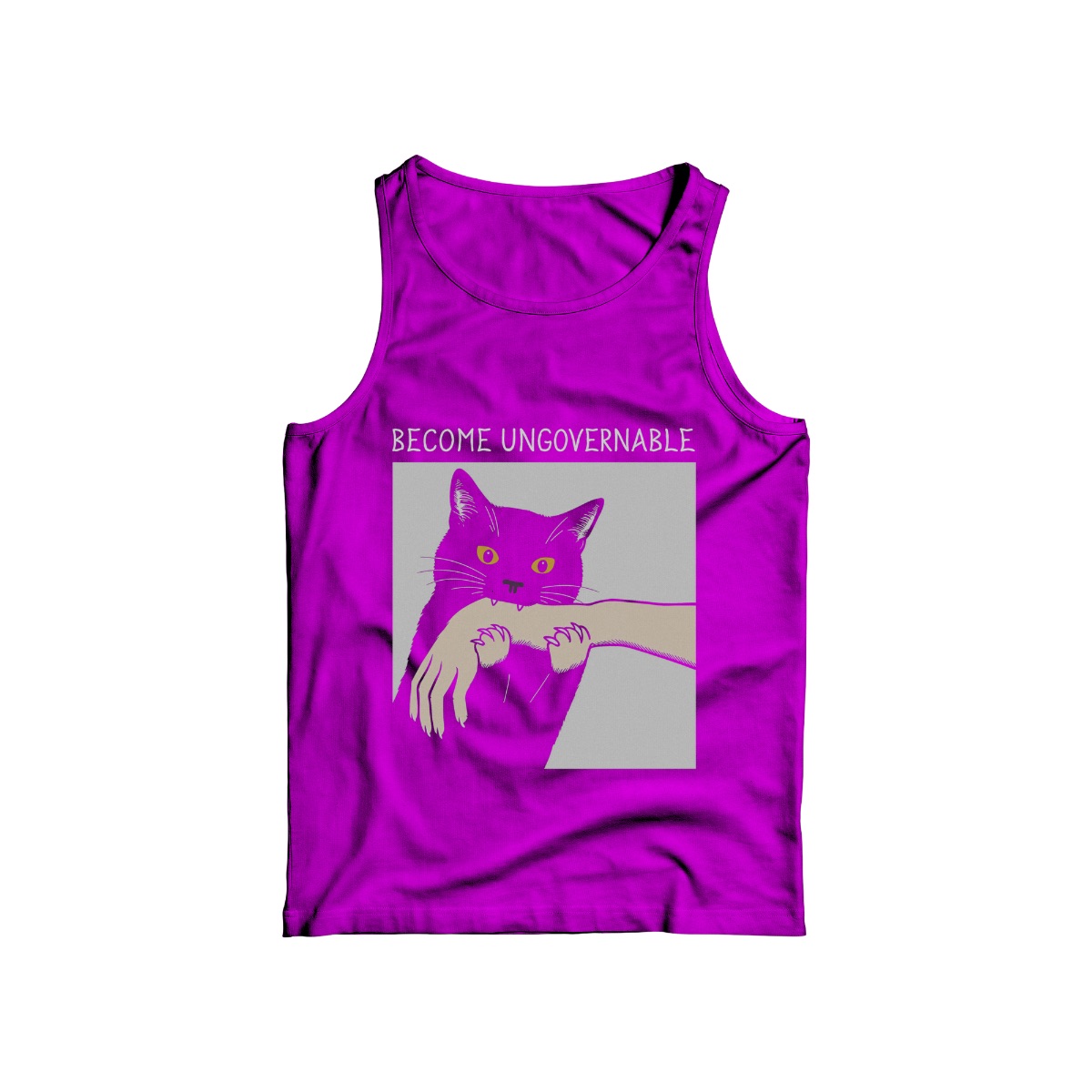 Become Ungovernable Black Cat Biting Hand Graphic Tee - Funny Cat Meme Shirt