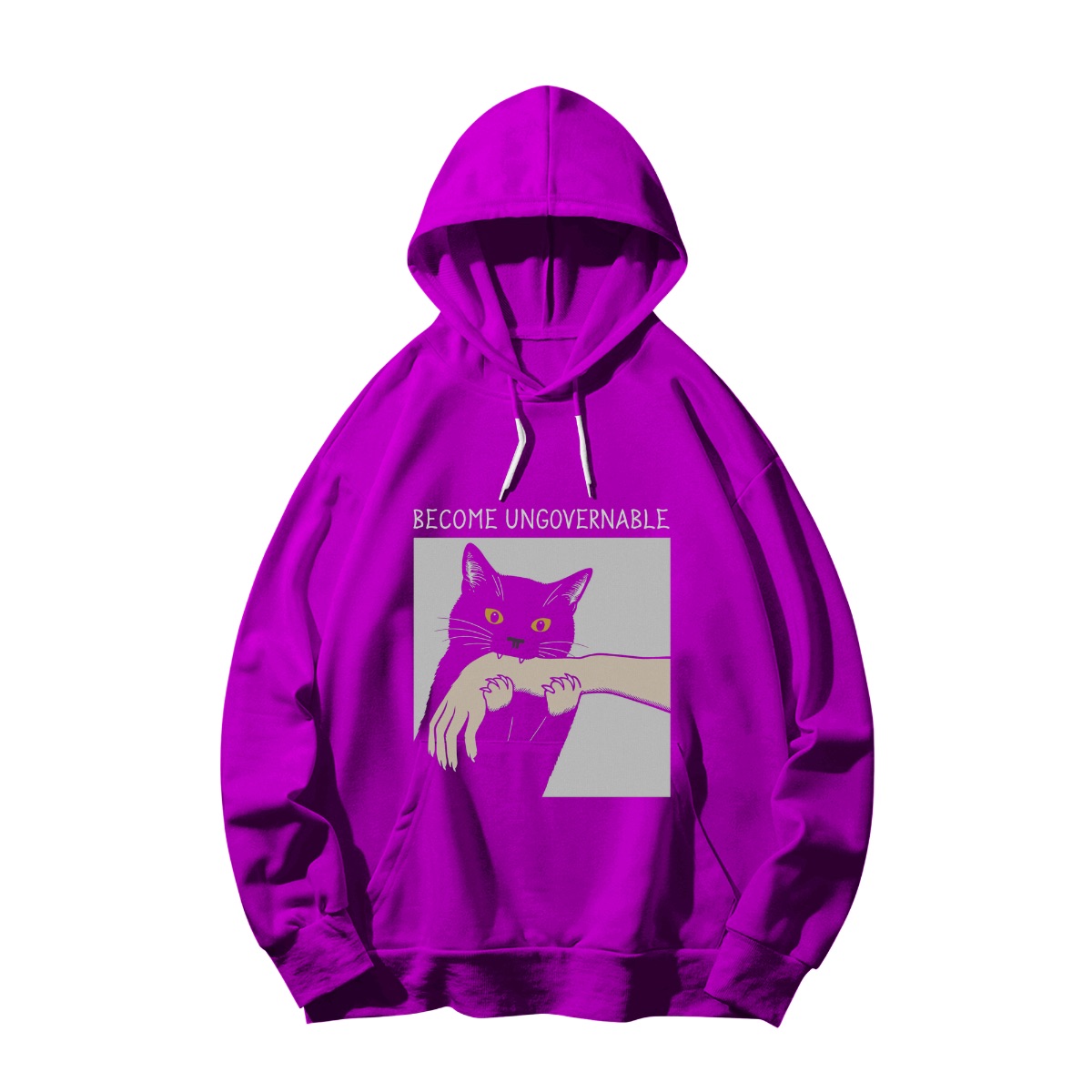 Become Ungovernable Black Cat Biting Hand Graphic Tee - Funny Cat Meme Shirt - Sweatshirt - Pink