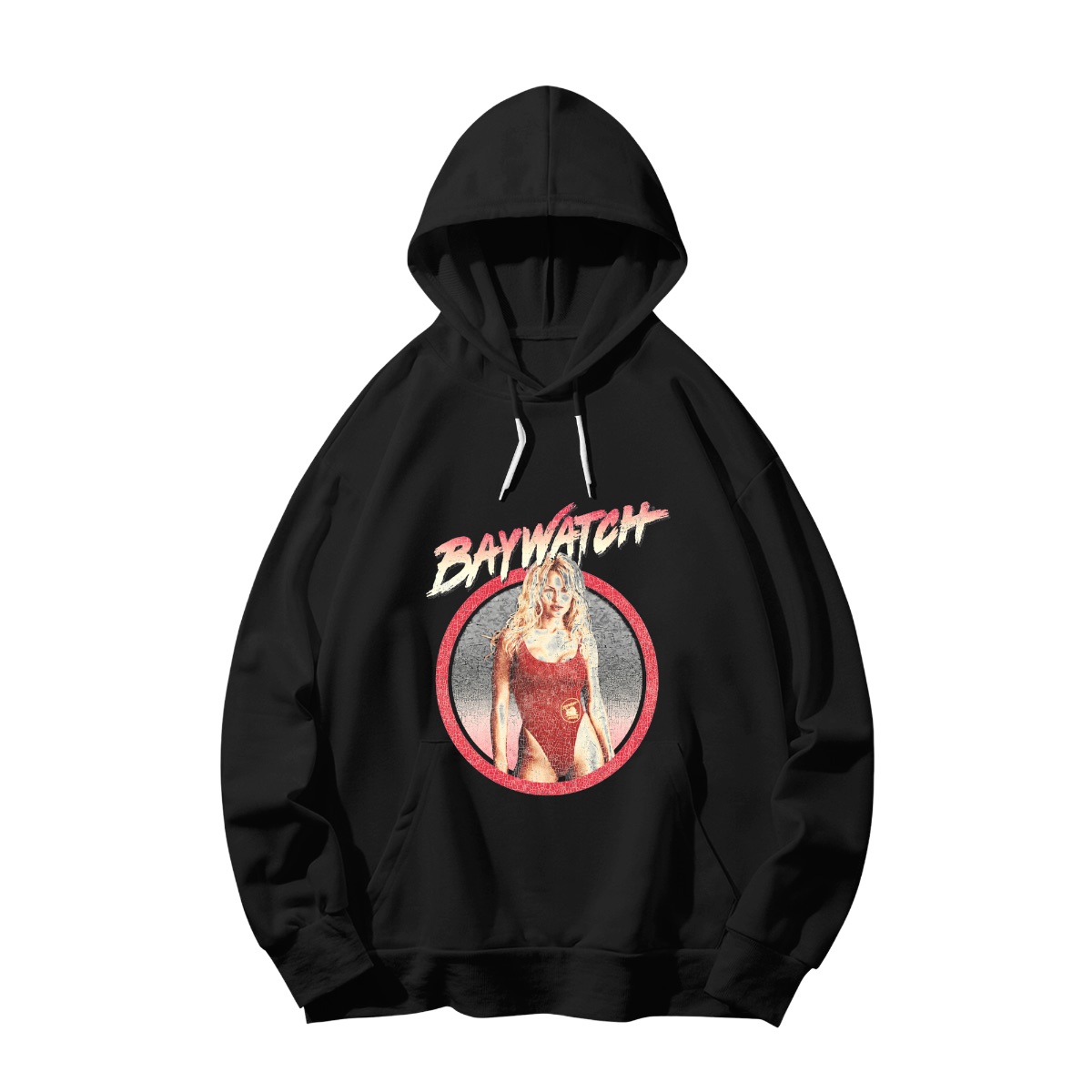 Vintage Baywatch Lifeguard Graphic Tee - 90s TV Show Retro Shirt - Hoodie - Black
