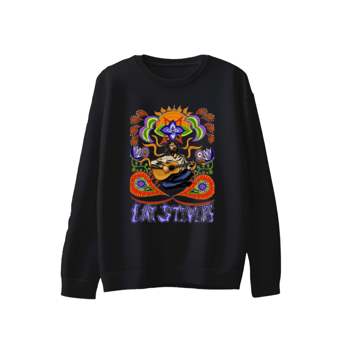 Vintage Cat Stevens Folk Rock T-Shirt - Psychedelic Retro Acoustic Guitar Music Fan Tee