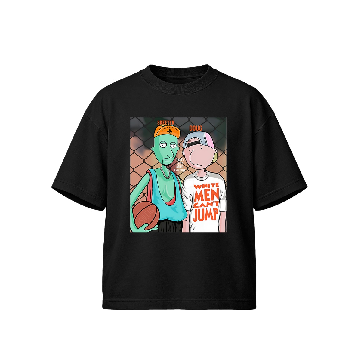 Doug & Skeeter White Men Can't Jump T-Shirt | Vintage 90s Cartoon Parody Tee | Retro Basketball Pop Culture Shirt
