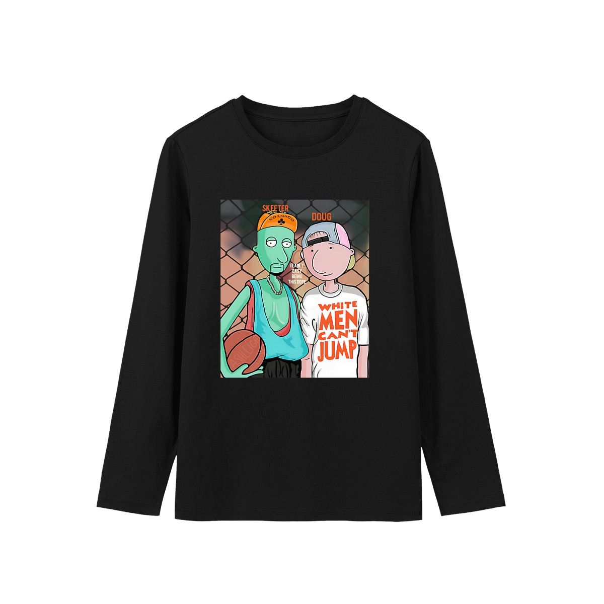Doug & Skeeter White Men Can't Jump T-Shirt | Vintage 90s Cartoon Parody Tee | Retro Basketball Pop Culture Shirt