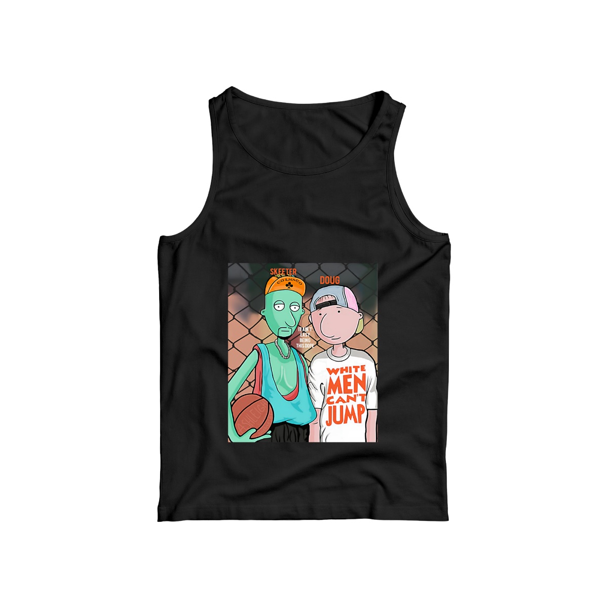 Doug & Skeeter White Men Can't Jump T-Shirt | Vintage 90s Cartoon Parody Tee | Retro Basketball Pop Culture Shirt