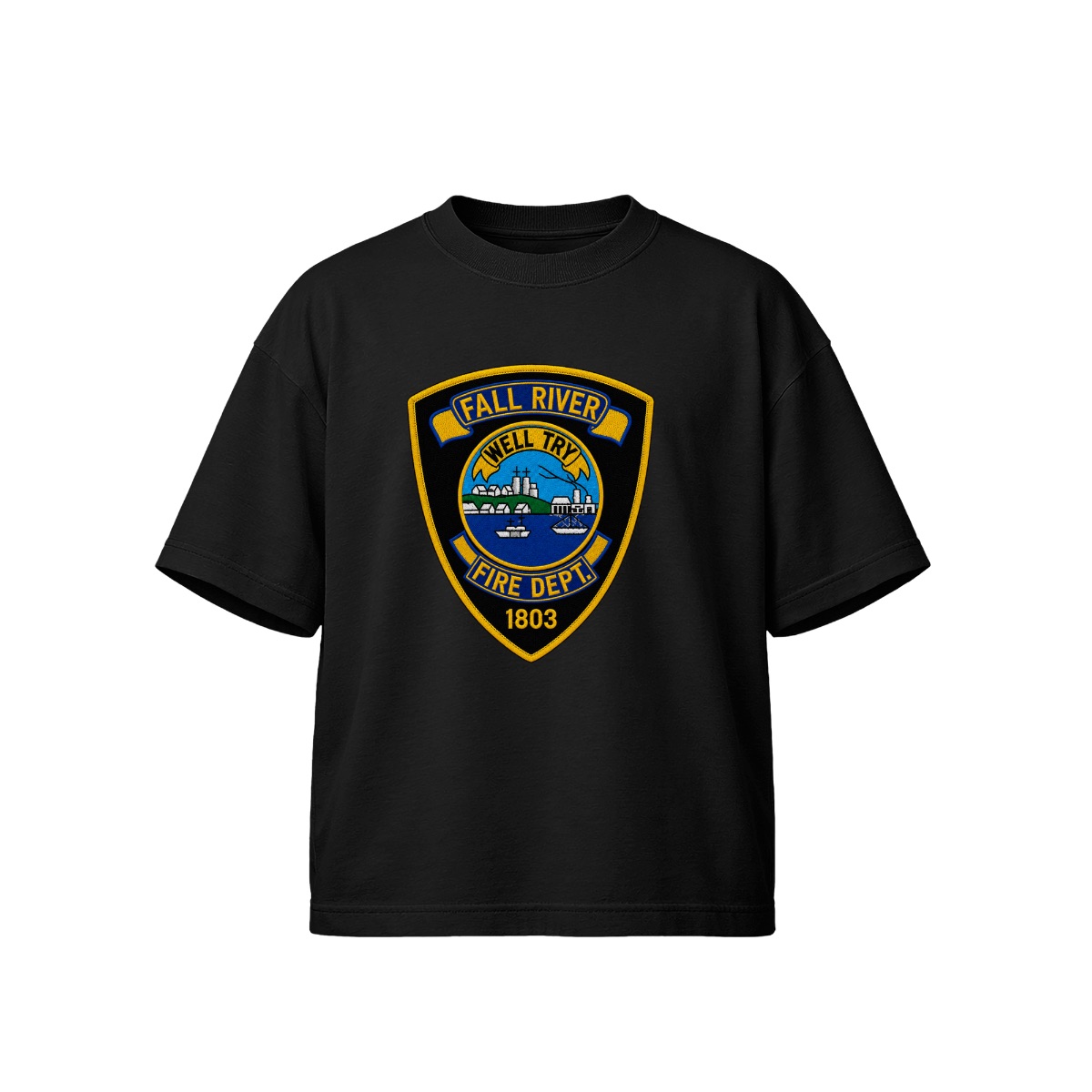 Fall River Fire Department T-Shirt | 1803 Est. Municipal Firefighter Patch Tee | Emergency Services Merch