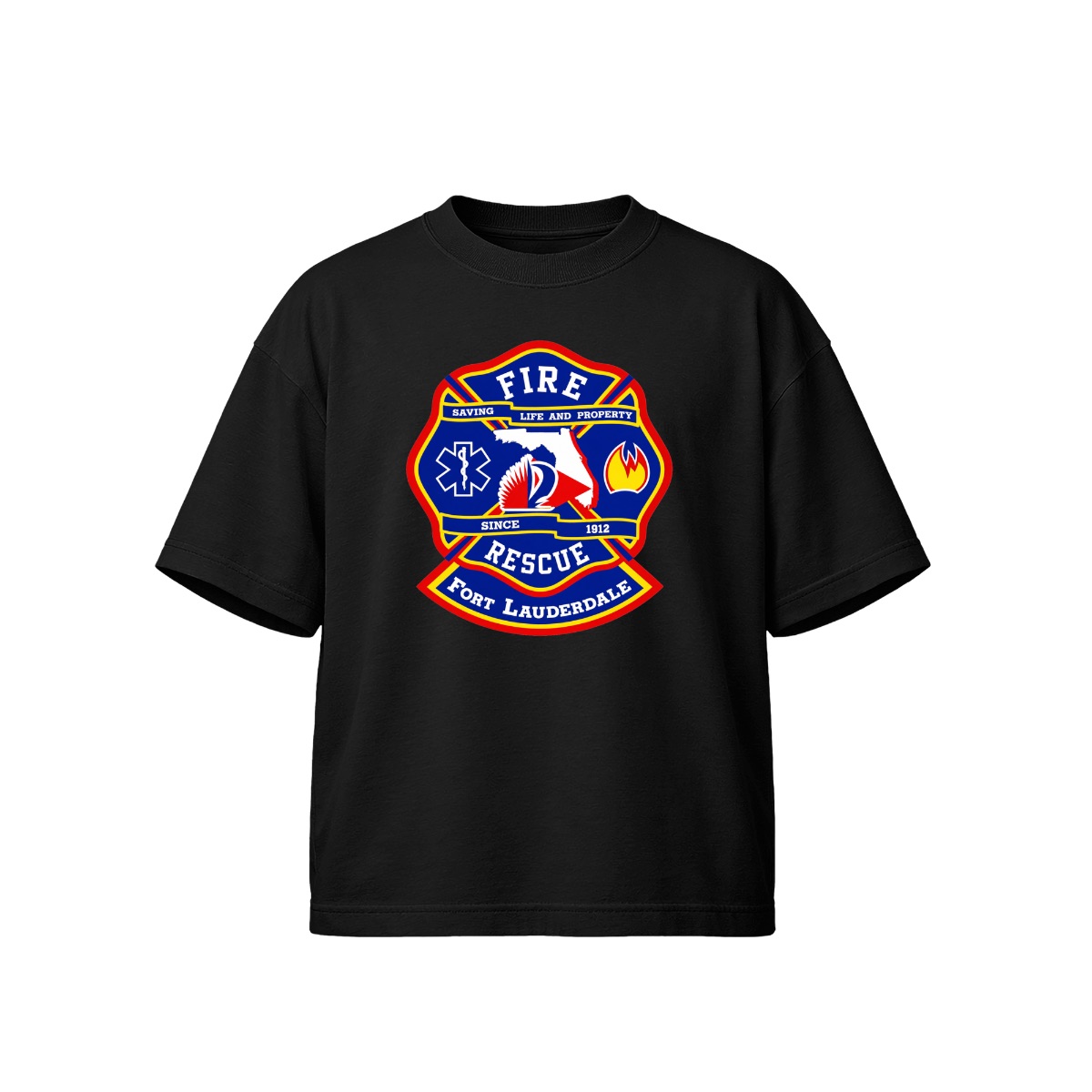 Fort Lauderdale Fire Rescue Emblem T-Shirt | Florida Fire Department Logo Tee | First Responder Merch
