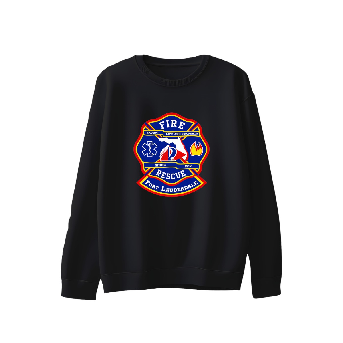 Fort Lauderdale Fire Rescue Emblem T-Shirt | Florida Fire Department Logo Tee | First Responder Merch