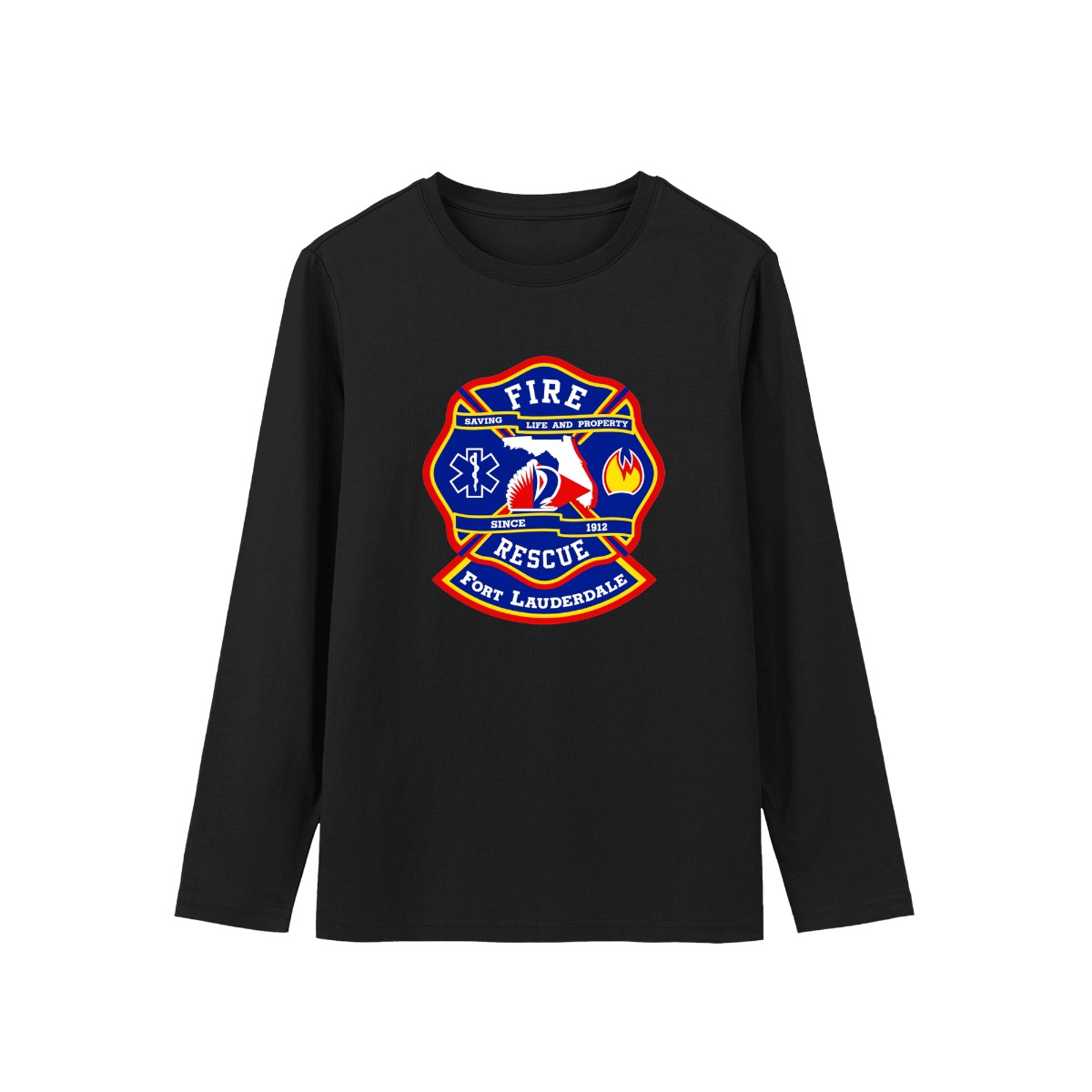 Fort Lauderdale Fire Rescue Emblem T-Shirt | Florida Fire Department Logo Tee | First Responder Merch