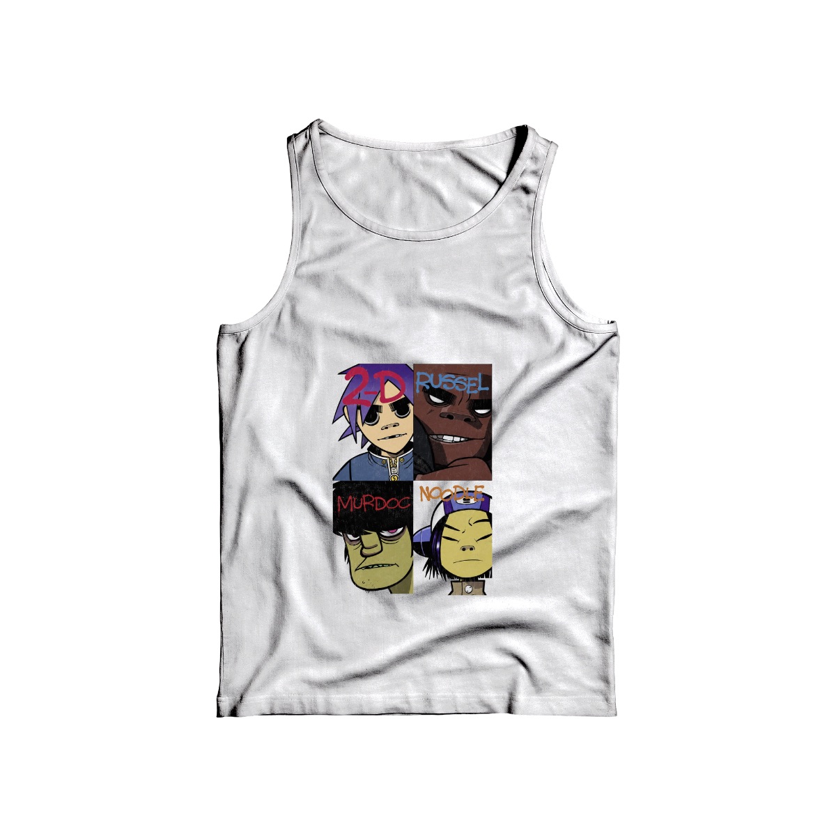 Gorillaz Band Members T-Shirt | 2-D Russel Murdoc Noodle Retro Indie Rock Merch | Alternative Virtual Band Tee