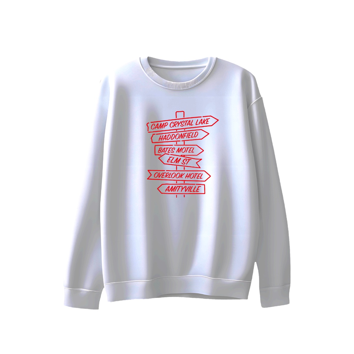 Horror Movie Neon Signpost T-Shirt | Camp Crystal Lake Elm St Iconic Slasher Merch | Halloween Graphic Tee