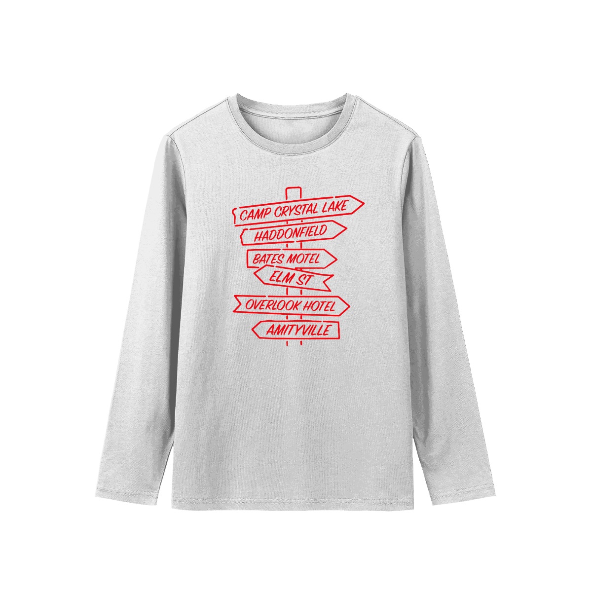 Horror Movie Neon Signpost T-Shirt | Camp Crystal Lake Elm St Iconic Slasher Merch | Halloween Graphic Tee