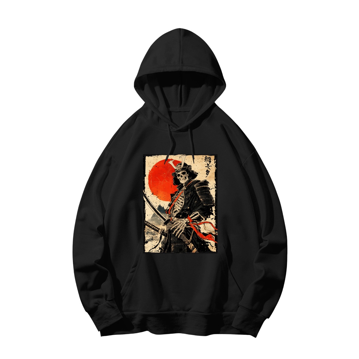 Japanese Samurai Skeleton T-Shirt | Bushido Warrior Katana & Red Sun Art | Dark Fantasy Graphic Tee