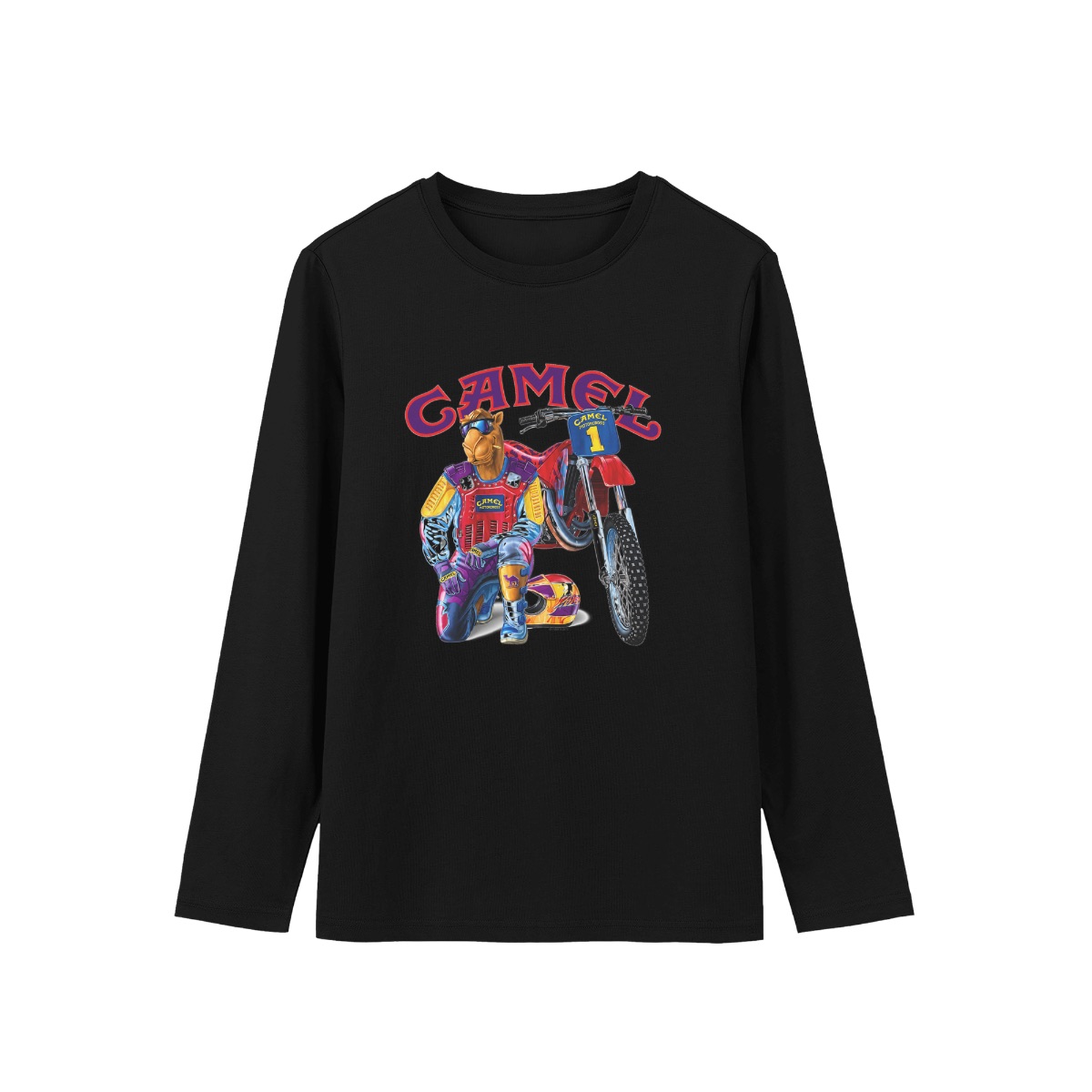 Joe Camel Vintage Motocross T-Shirt | 90s Retro Dirt Bike Racing Merch | Classic Tobacco Ad Art Tee