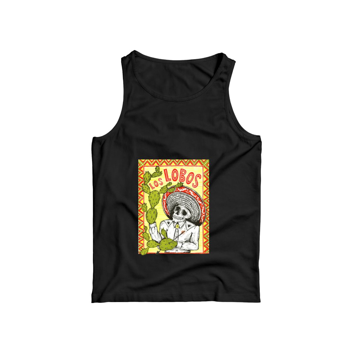 Los Lobos Mexican Skeleton T-Shirt | Sombrero & Cacti Folk Rock Merch | Vintage Art Tee