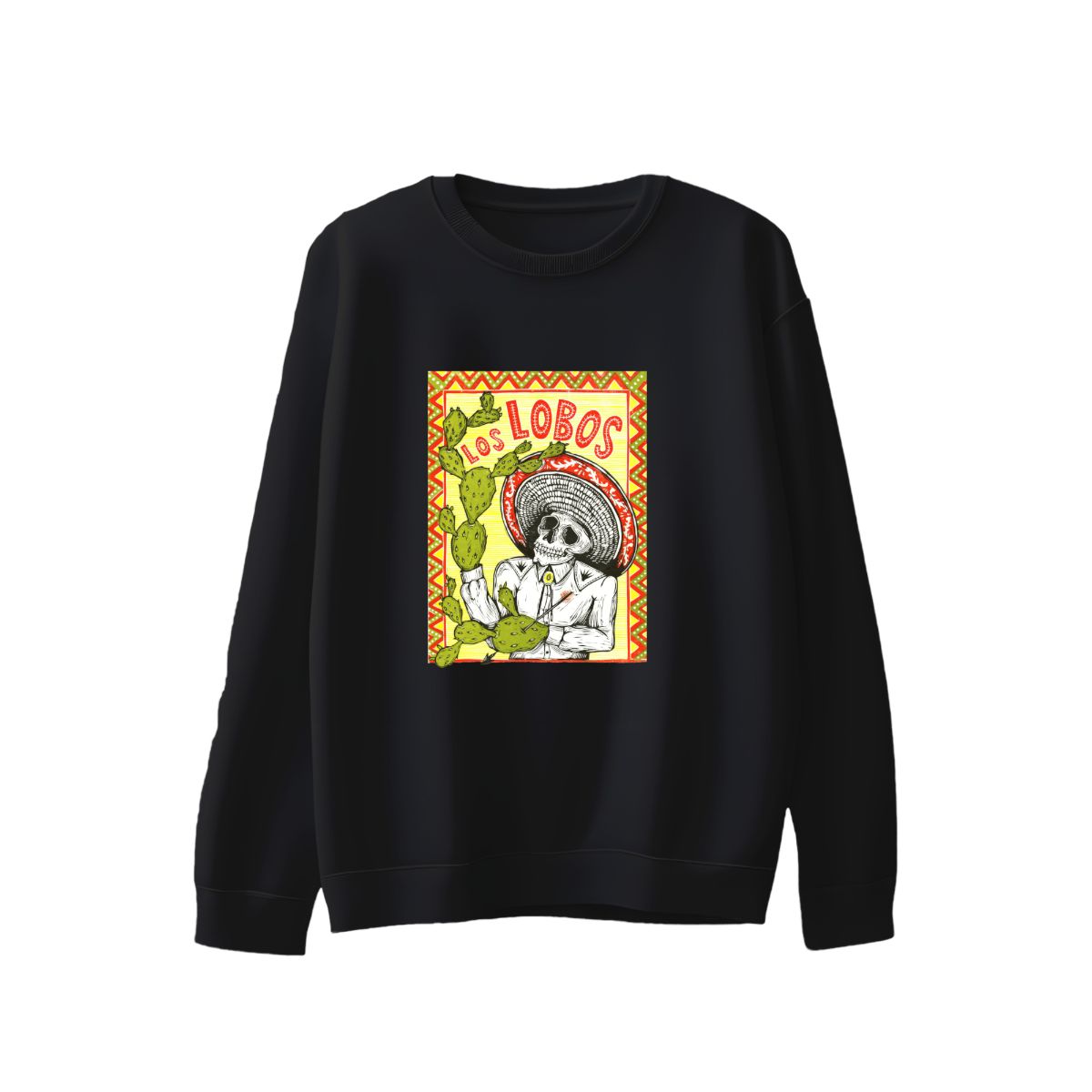 Los Lobos Mexican Skeleton T-Shirt | Sombrero & Cacti Folk Rock Merch | Vintage Art Tee
