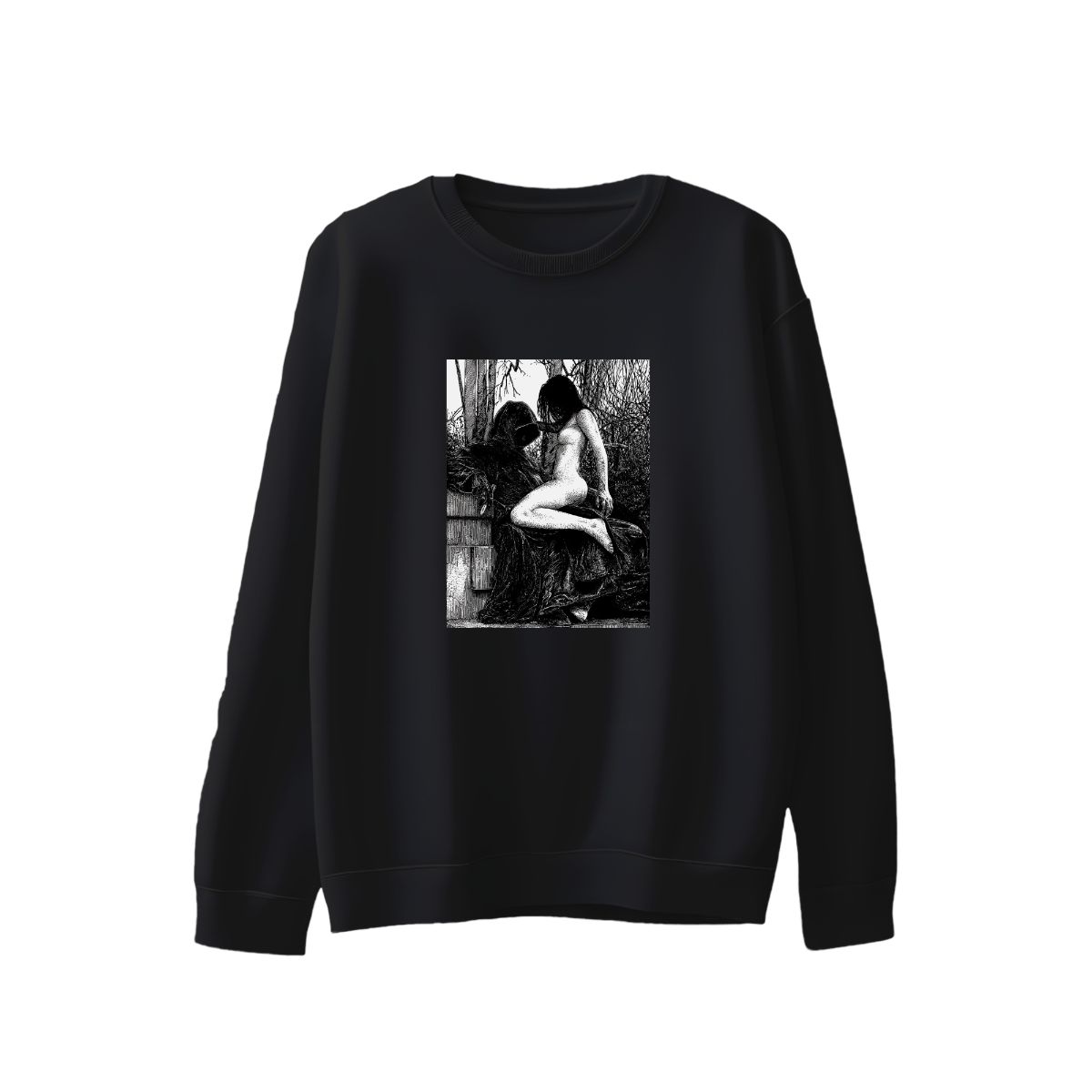 Gothic Grim Reaper & Maiden T-Shirt | Dark Fantasy Death Art | Vintage Engraving Graphic Tee