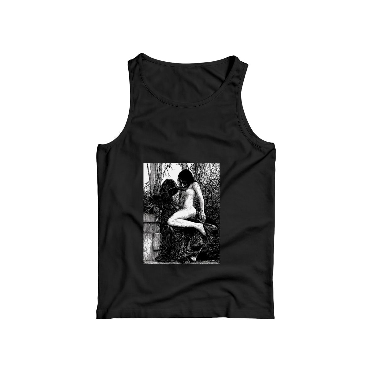 Gothic Grim Reaper & Maiden T-Shirt | Dark Fantasy Death Art | Vintage Engraving Graphic Tee