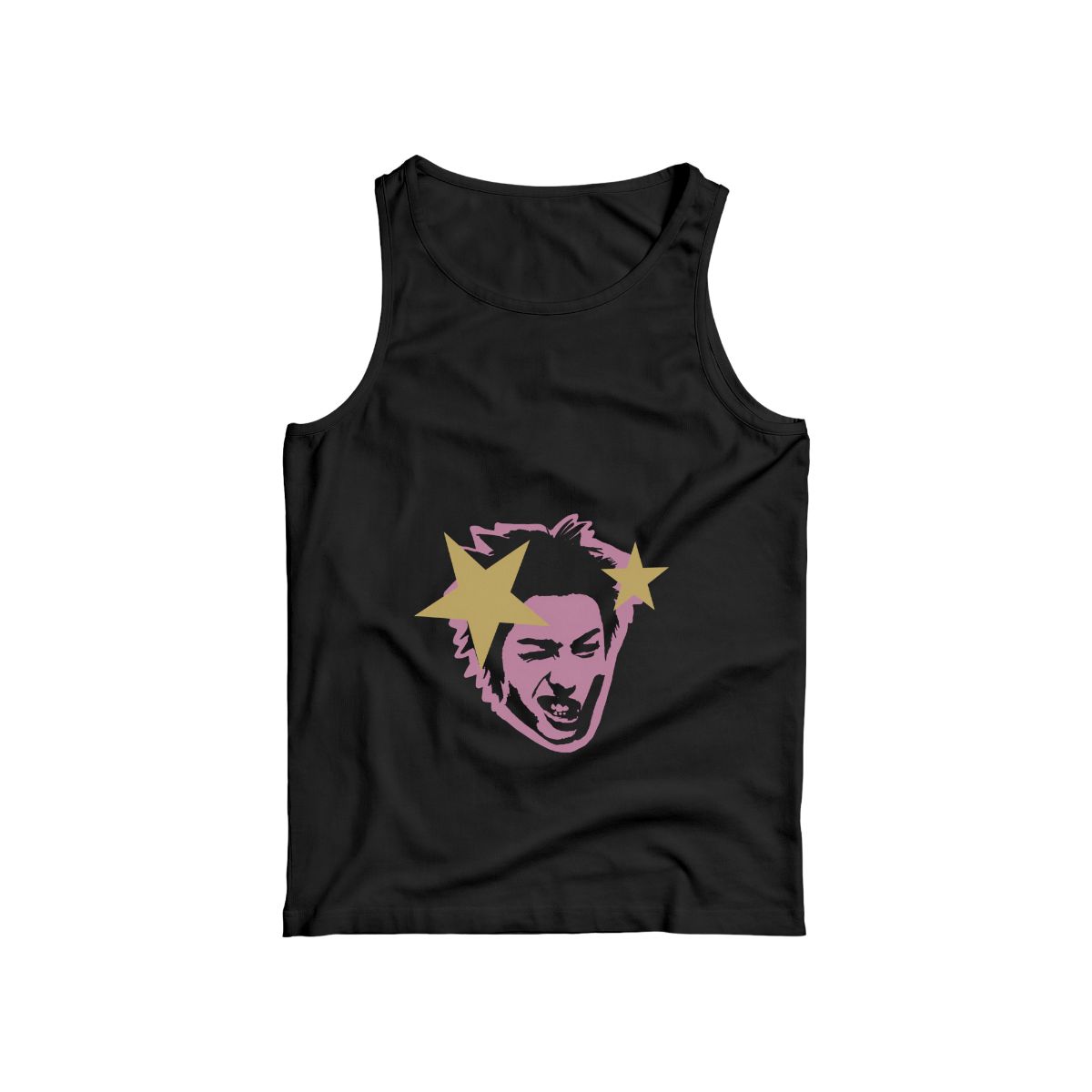 Punk Rocker Graphic T-Shirt | Pink & Yellow Star Aesthetic Merch | Alternative Music Tee