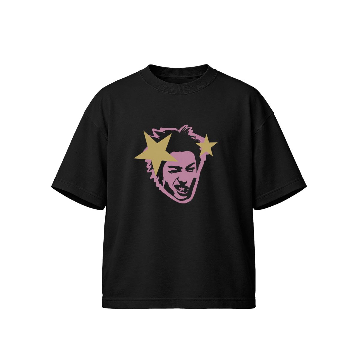 Punk Rocker Graphic T-Shirt | Pink & Yellow Star Aesthetic Merch | Alternative Music Tee