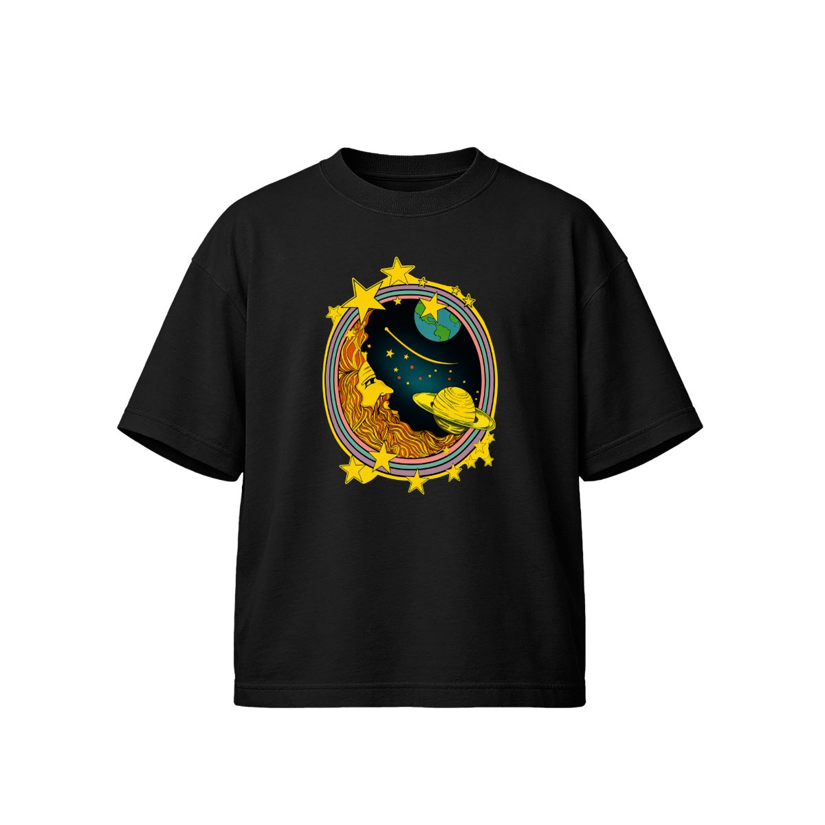 Vintage Celestial Moon T-Shirt | Space Astronomy & Retro Planets Graphic Tee