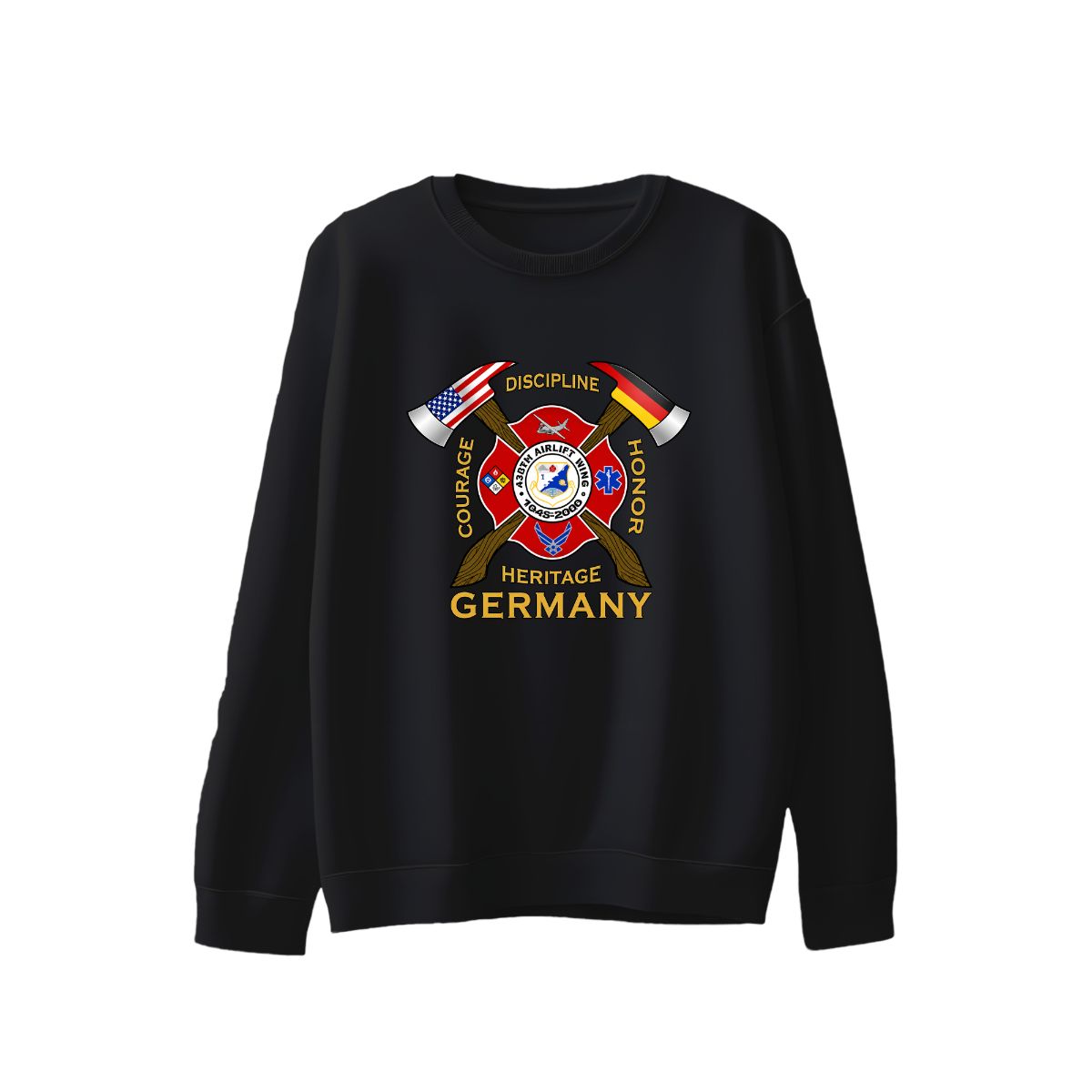 Rhein-Main Air Base Fire Department T-Shirt | Courage Discipline Honor Heritage Germany Tee
