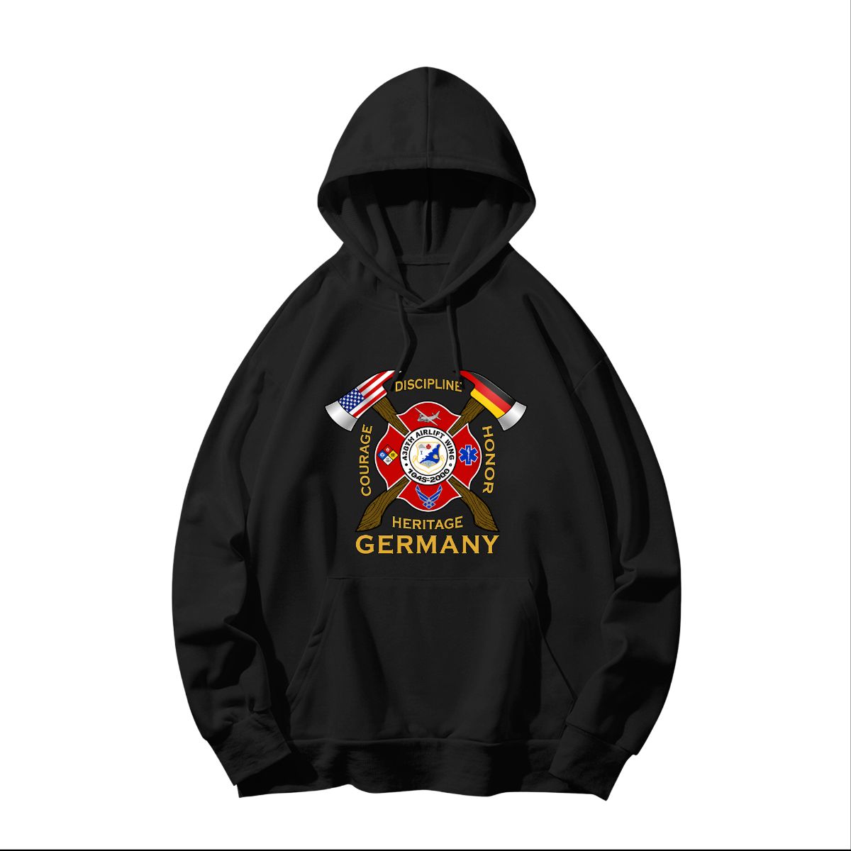 Rhein-Main Air Base Fire Department T-Shirt | Courage Discipline Honor Heritage Germany Tee