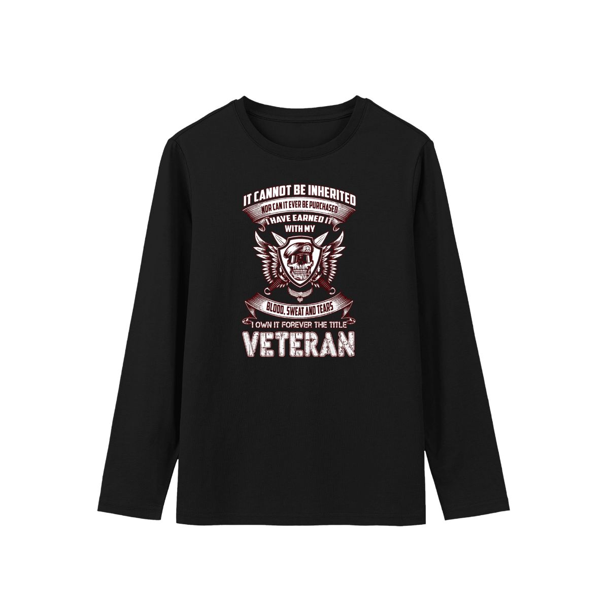 US Veteran Blood Sweat Tears T-Shirt | Patriotic Military Skull Tee