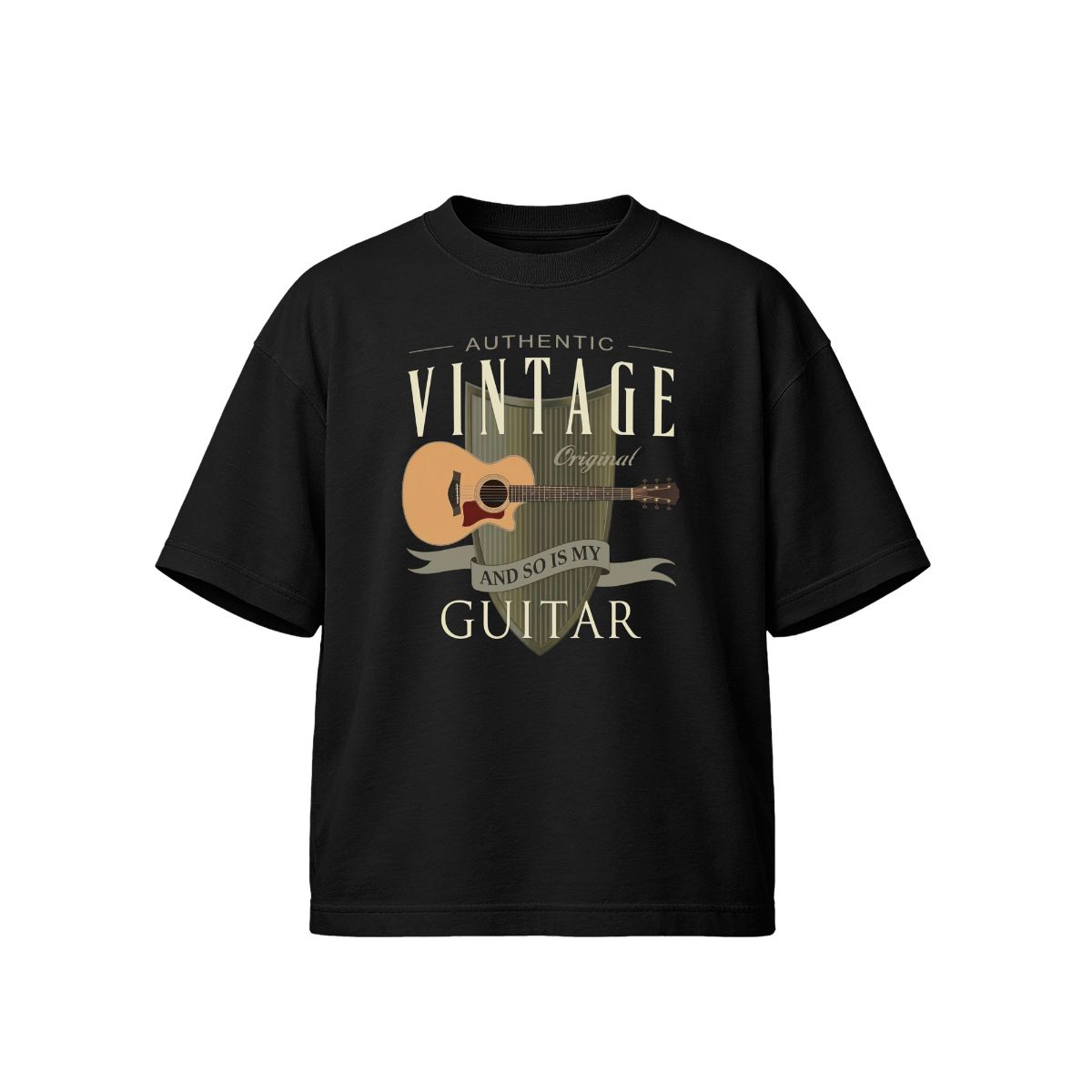 Authentic Vintage Acoustic Guitar T-Shirt | Musician Guitarist Graphic Tee