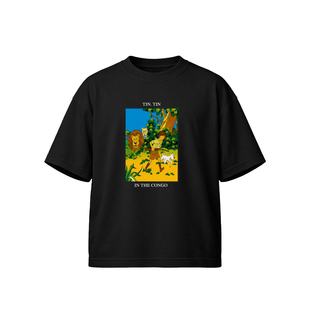 Vintage Tintin in the Congo T-Shirt | Classic Comic Jungle Adventure Graphic Tee
