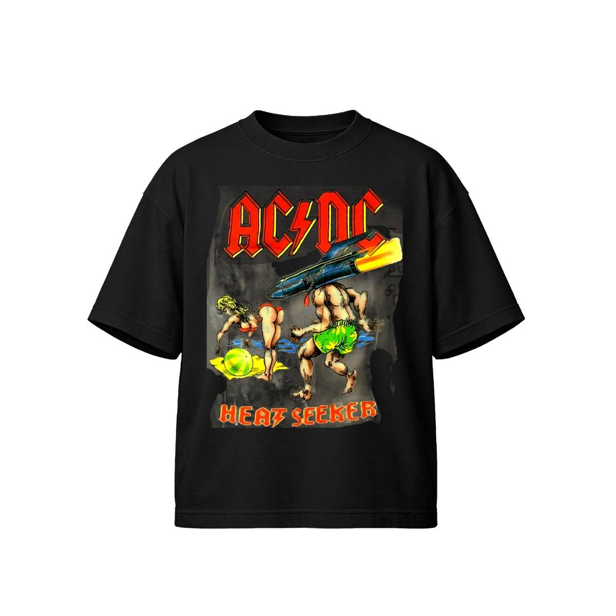 Vintage AC/DC Heatseeker World Tour 1988 T-Shirt - Retro 80s Hard Rock Band Graphic Tee - Classic Heavy Metal Concert Souvenir Shirt